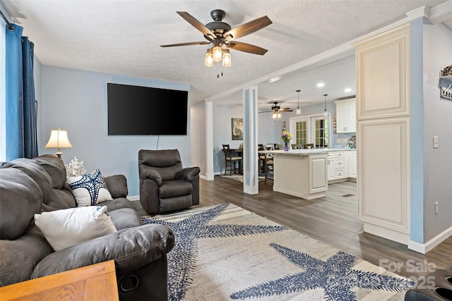 174 Sassafras Hill Dr Unit 41, Rutherfordton, NC 28139 - living area with ceiling fan, baseboards, wood finished floors, and a textured ceiling