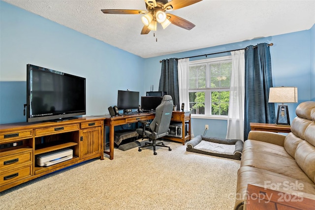 174 Sassafras Hill Dr Unit 41, Rutherfordton, NC 28139 - carpeted home office featuring ceiling fan and a textured ceiling