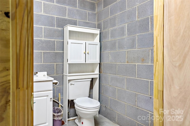 174 Sassafras Hill Dr Unit 41, Rutherfordton, NC 28139 - bathroom featuring toilet, vanity, and concrete block wall