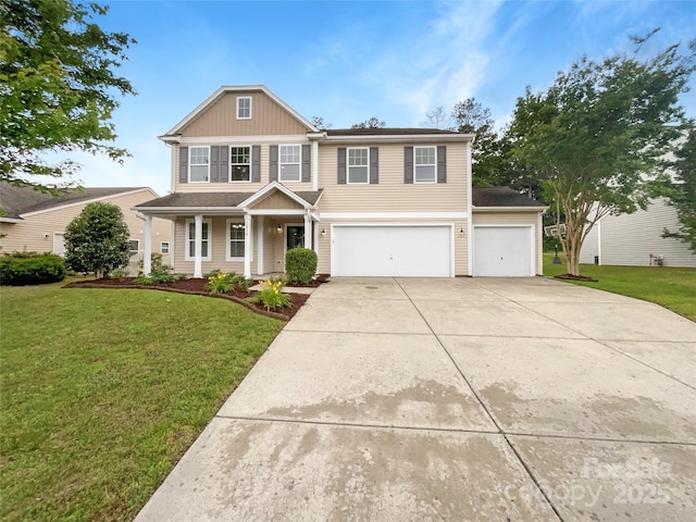 1814 Tradd Ave, Clover, SC 29710 - view of front of property with driveway, a front lawn, a porch, and a garage