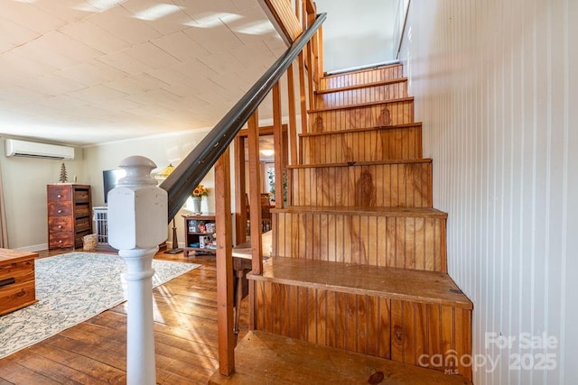 40 Painter Rd, Banner Elk, NC 28604 - stairway featuring an AC wall unit and hardwood / wood-style flooring