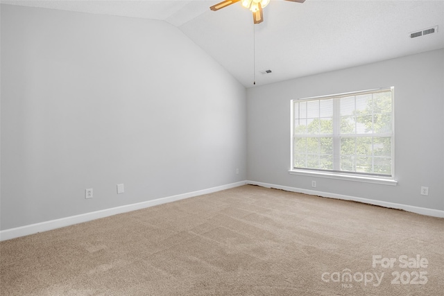 4004 Shasta Cir, Clover, SC 29710 - unfurnished room with vaulted ceiling, carpet, a ceiling fan, and baseboards