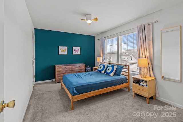 9132 Colwick Hill Ln, Charlotte, NC 28215 - bedroom with light carpet, baseboards, and ceiling fan