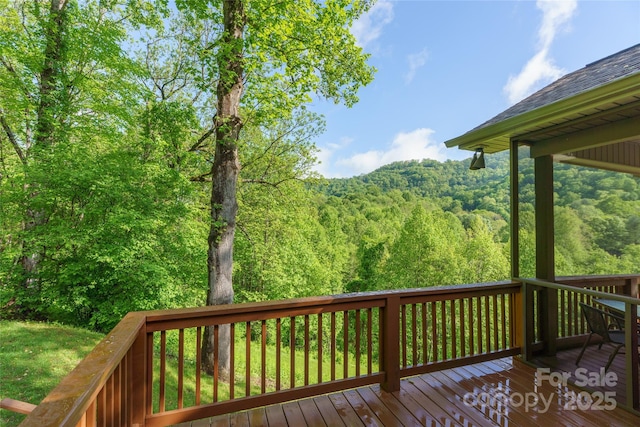 332 Mystic Cv, Waynesville, NC 28785 - deck featuring a forest view