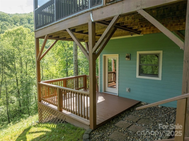 332 Mystic Cv, Waynesville, NC 28785 - deck with a wooded view