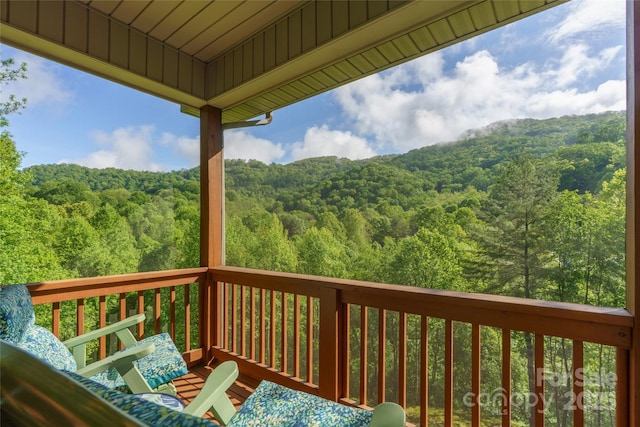 332 Mystic Cv, Waynesville, NC 28785 - wooden deck featuring a forest view