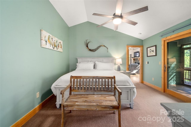 332 Mystic Cv, Waynesville, NC 28785 - bedroom featuring lofted ceiling, carpet flooring, and ceiling fan