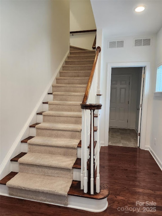 6033 Bountiful St Unit 201, Belmont, NC 28012 - stairway with wood finished floors, recessed lighting, and baseboards