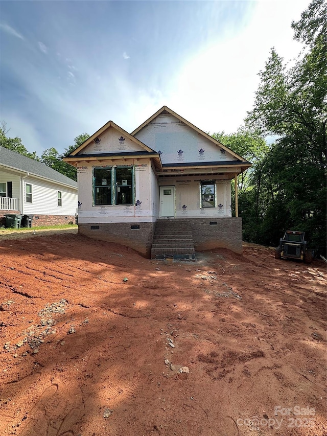property in mid-construction featuring crawl space