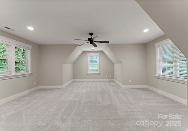 434 Breezewood Dr, Belmont, NC 28012 - additional living space with ceiling fan, recessed lighting, and light carpet