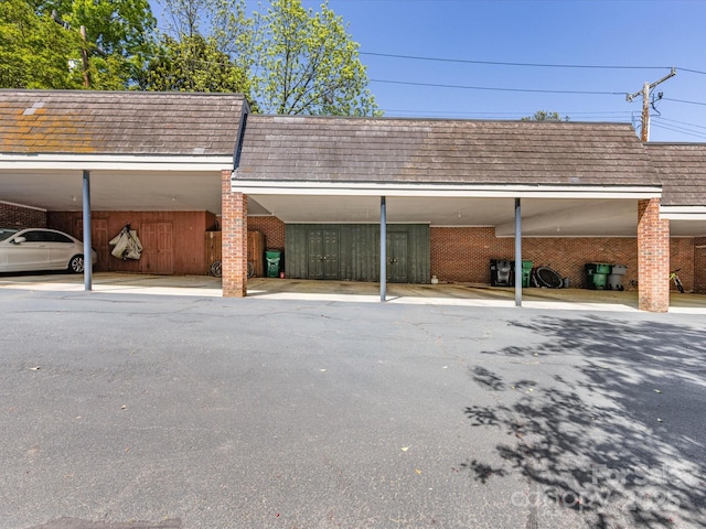view of covered parking lot