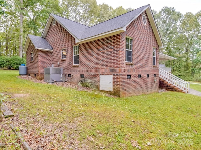 4620 Binwhe Ln, Gastonia, NC 28052 - view of property exterior with crawl space, cooling unit, and a lawn