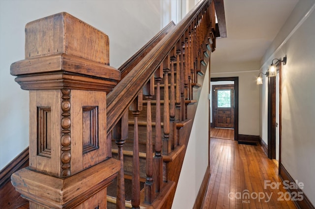 31 Jefferson Dr, Asheville, NC 28801 - stairway featuring hardwood / wood-style flooring and baseboards