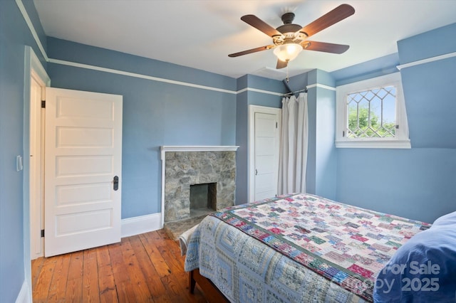 31 Jefferson Dr, Asheville, NC 28801 - bedroom featuring wood-type flooring, baseboards, and ceiling fan