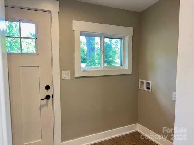 85 Archer St, Granite Falls, NC 28630 - laundry area with washer hookup, baseboards, and dark wood-style flooring