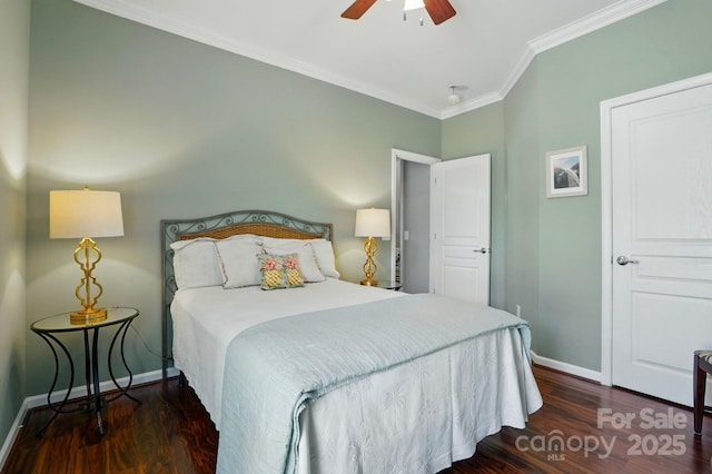 43041 Mimosa Ct, Fort Mill, SC 29707 - bedroom with wood finished floors, baseboards, crown molding, and ceiling fan