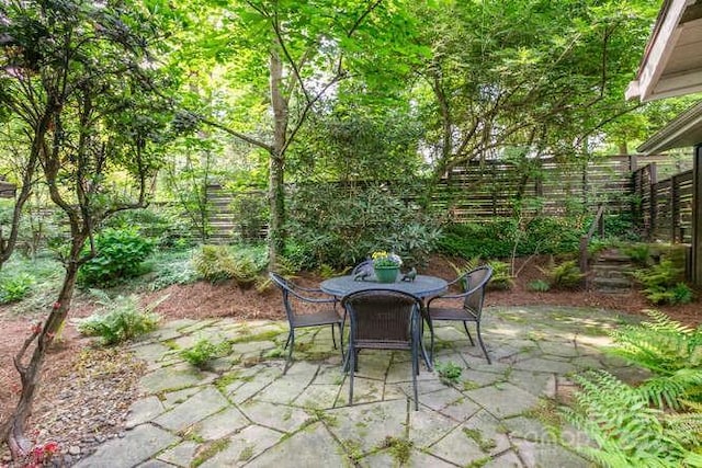 20 Deva Gln, Asheville, NC 28804 - fenced backyard featuring outdoor dining area and a patio