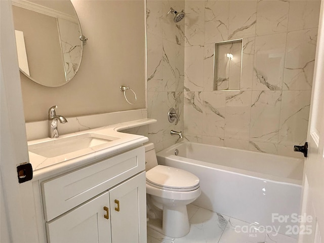 456 Brook Valley Ct NE, Concord, NC 28025 - full bath with marble finish floors, shower / bathtub combination, vanity, and toilet