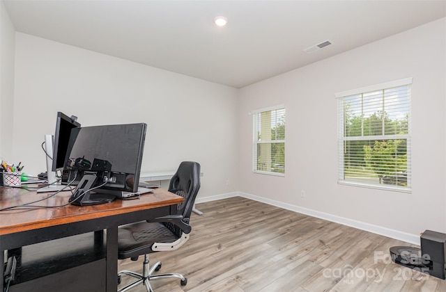 941 Rachel Anne Dr, Belmont, NC 28012 - office featuring light wood-type flooring, baseboards, and recessed lighting