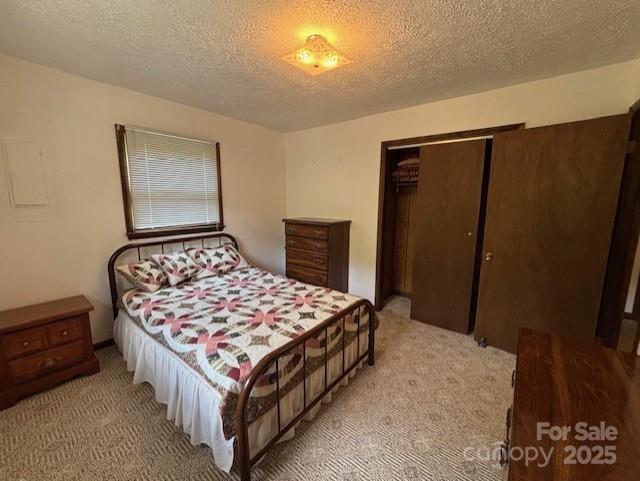 45 Old Cove Rd, Sylva, NC 28779 - bedroom featuring light colored carpet, a textured ceiling, and a closet