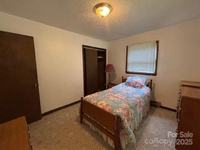 45 Old Cove Rd, Sylva, NC 28779 - bedroom with carpet, a textured ceiling, baseboards, and a closet