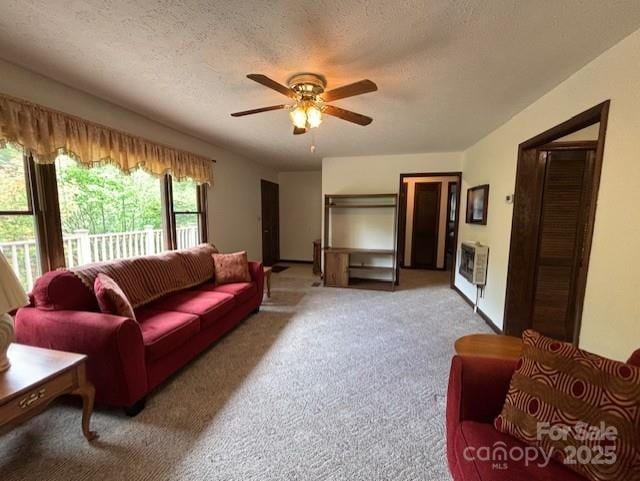 45 Old Cove Rd, Sylva, NC 28779 - carpeted living area featuring ceiling fan and a textured ceiling