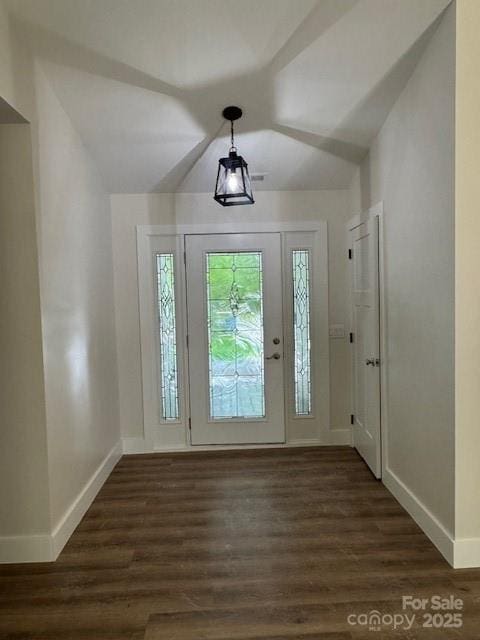 117 N River Glen Dr, Morganton, NC 28655 - foyer featuring baseboards, dark wood-type flooring, and vaulted ceiling
