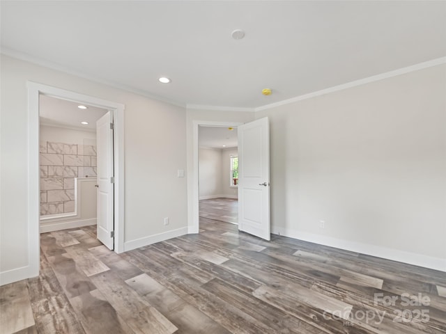 255 Thompson Cove Rd, Clyde, NC 28721 - unfurnished room featuring wood finished floors, crown molding, recessed lighting, and baseboards