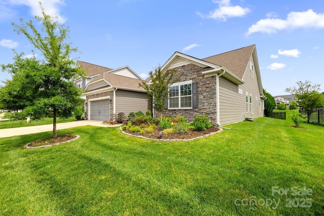 7016 Bareland Rd, Fort Mill, SC 29707 - view of front of house featuring stone siding, an attached garage, and concrete driveway