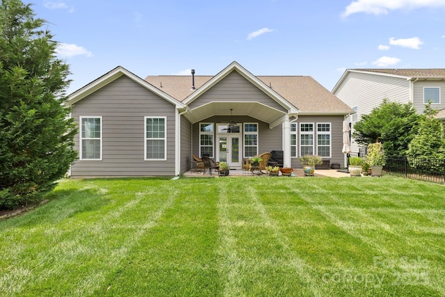 7016 Bareland Rd, Fort Mill, SC 29707 - back of house with ceiling fan, a patio area, and french doors