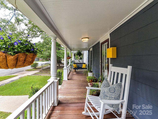 deck with covered porch