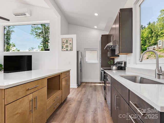 85 S Fork Trl, Lake Toxaway, NC 28747 - kitchen featuring a sink, appliances with stainless steel finishes, under cabinet range hood, plenty of natural light, and recessed lighting