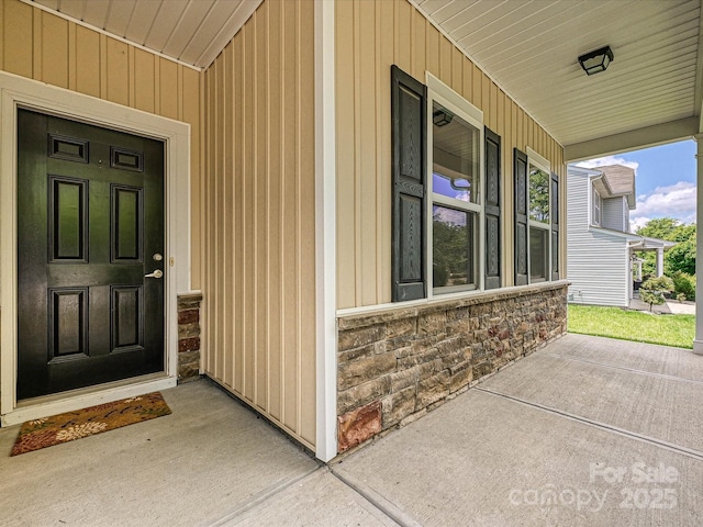 9027 Gray Willow Rd, Charlotte, NC 28227 - entrance to property featuring stone siding and covered porch