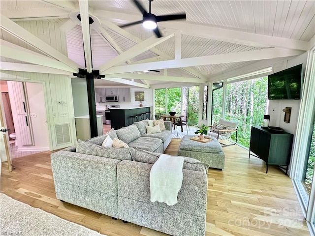 164 Johnson Ridge Rd, Elkin, NC 28621 - living area with a ceiling fan and light wood-style flooring