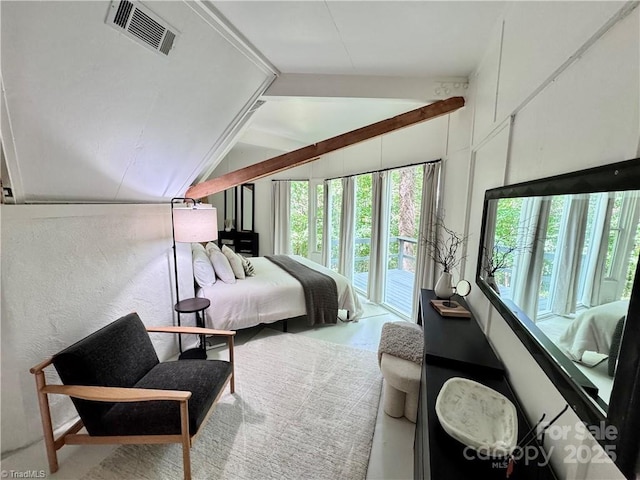 164 Johnson Ridge Rd, Elkin, NC 28621 - bedroom featuring vaulted ceiling and access to exterior