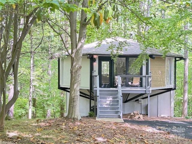 164 Johnson Ridge Rd, Elkin, NC 28621 - view of front of property featuring stairway and a shingled roof