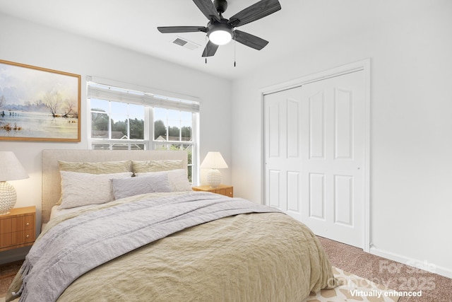 4719 Sahalee Ln, Charlotte, NC 28216 - bedroom featuring a closet, carpet, and a ceiling fan
