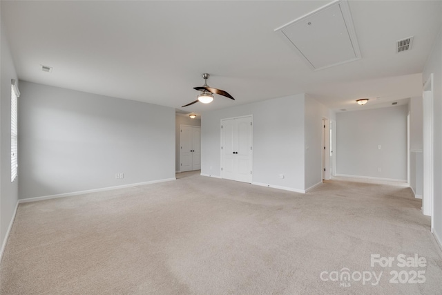 1412 Afternoon Sun Rd, Matthews, NC 28104 - empty room with attic access, light carpet, and ceiling fan