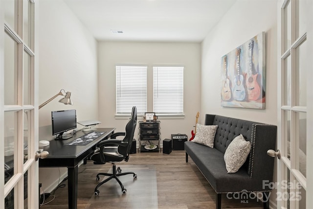 1133 Idyllic Ln, Waxhaw, NC 28173 - office space featuring french doors and wood finished floors