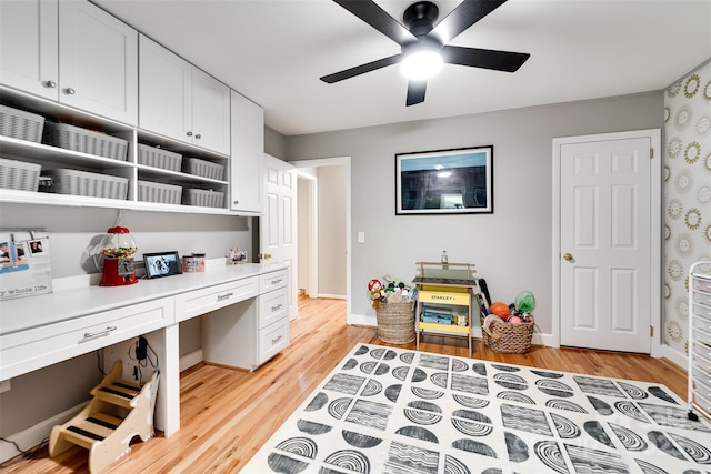 3407 Patton Rd, Franklin, NC 28734 - office space featuring built in study area, ceiling fan, light wood finished floors, and baseboards