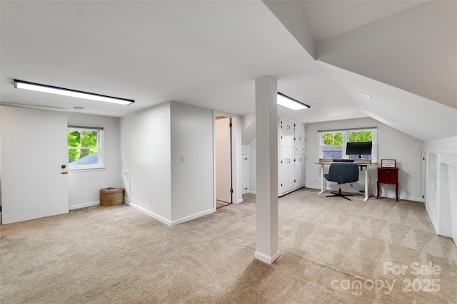 3407 Patton Rd, Franklin, NC 28734 - office space featuring carpet flooring, lofted ceiling, healthy amount of natural light, and baseboards
