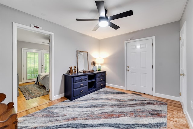 3407 Patton Rd, Franklin, NC 28734 - foyer with ceiling fan, light wood-style floors, french doors, and baseboards