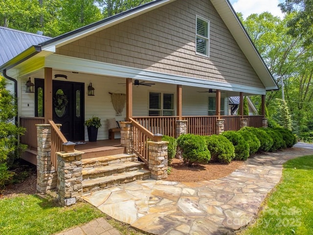 3407 Patton Rd, Franklin, NC 28734 - view of front of property with a ceiling fan and covered porch