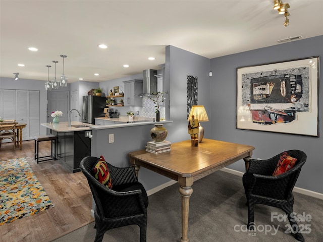 118 Cloverleaf Ln, Asheville, NC 28803 - dining room featuring dark wood-style flooring, recessed lighting, and baseboards