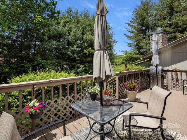 118 Cloverleaf Ln, Asheville, NC 28803 - wooden terrace featuring area for grilling