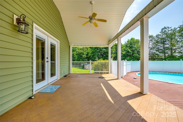 752 Chipmeadow Ln, York, SC 29745 - wooden deck with french doors and ceiling fan