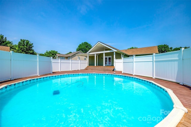 752 Chipmeadow Ln, York, SC 29745 - view of pool featuring french doors, a fenced backyard, and a deck