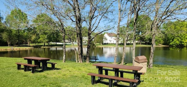 1016 Spanish Moss Rd, Indian Trail, NC 28079 - view of property's community with a lawn and a water view