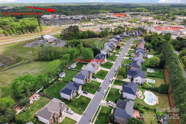1016 Spanish Moss Rd, Indian Trail, NC 28079 - aerial overview of property's location with nearby suburban area