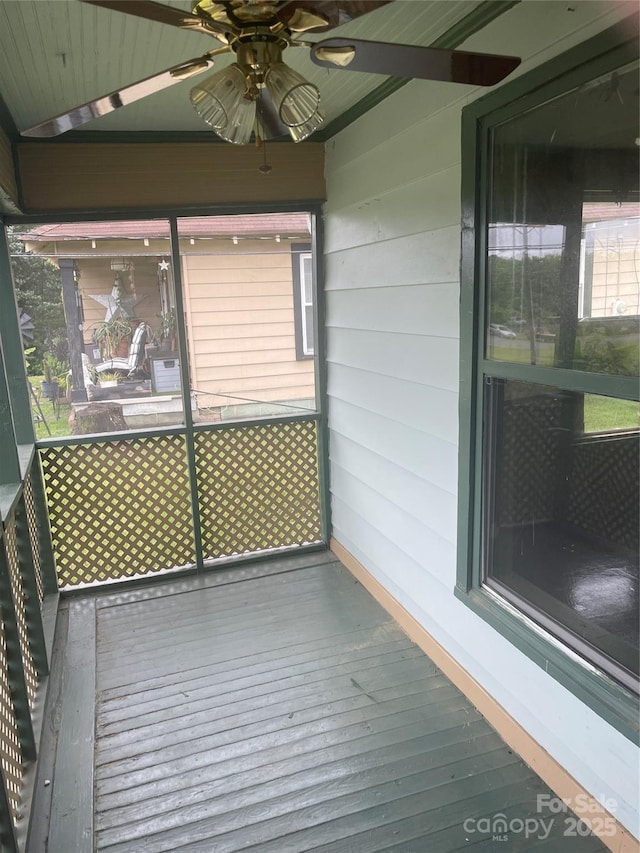 1418 Old Wilkesboro Rd, Salisbury, NC 28144 - unfurnished sunroom featuring ceiling fan